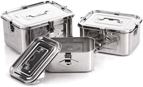 stainless steel boxes for storage|rectangular metal storage canister lids.